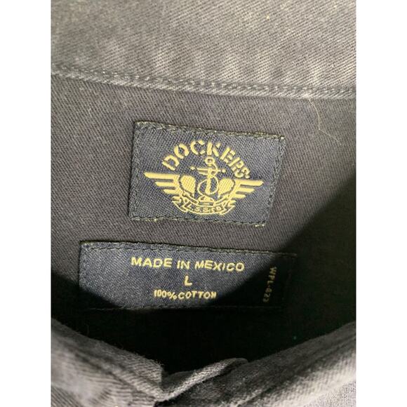 Dockers Mens Navy Blue Button-Down Long Sleeve Shirt Size L 100% Cotton - Picture 5 of 6